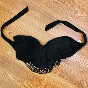 H2oh black double flutter bandeau bikini top